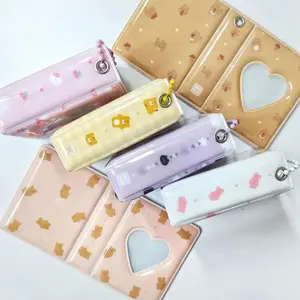 Mini 16 Pockets Photo Album 2 Inch Love Heart Photocard Holder PVC Hollow Name Card Book