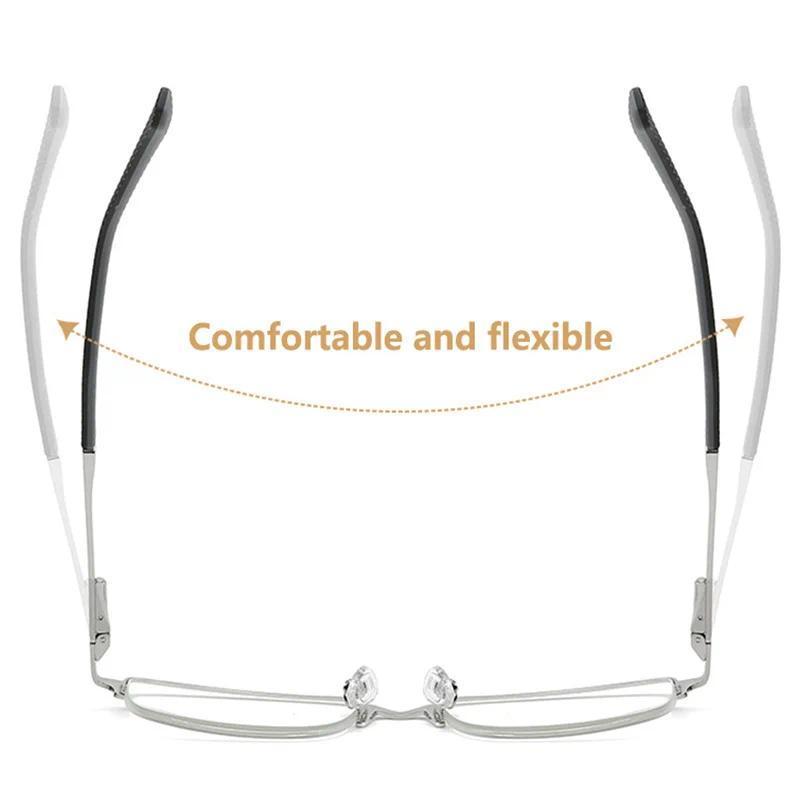 Men’s Half-Frame Business Reading Glasses - Anti-Blue Light Office Essential +1.0 to +4.0 Presbyopia