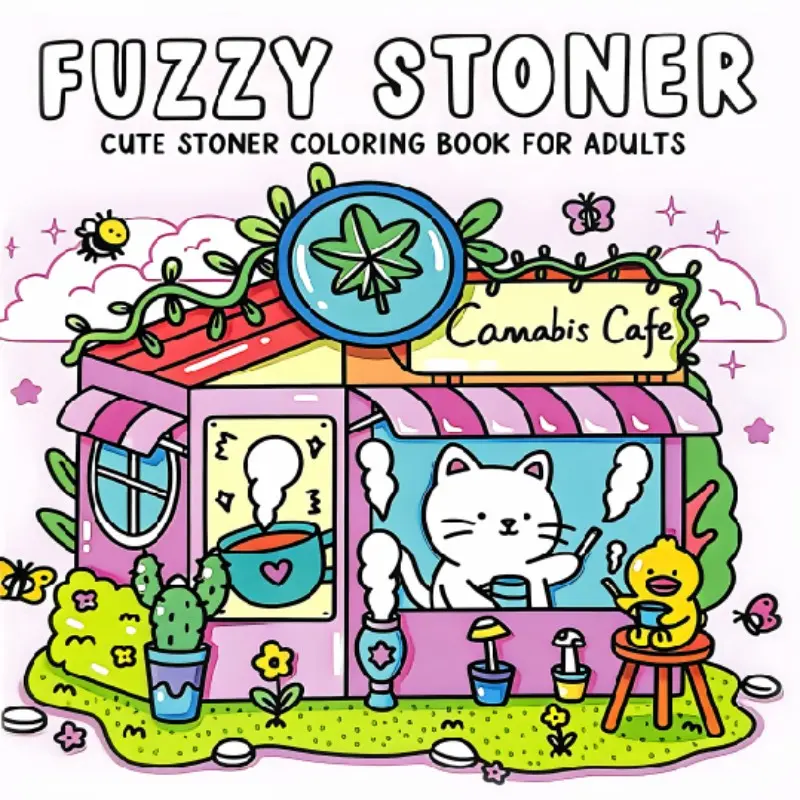 Cartoon stress-relief coloring book, with simple bold-line patterns, easy to color, depicting everyday life scenes. Perfect as Christmas, Halloween, and holiday gifts for friends, family, and coworkers to relax and relieve stress.