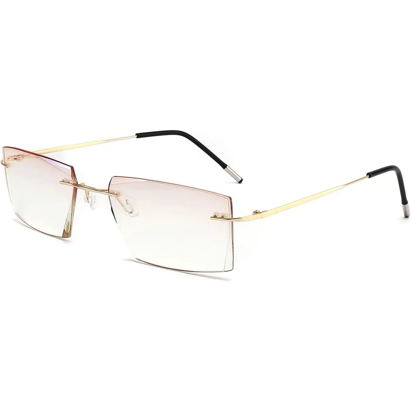 Bifocal Reading Glasses For Men Women Rimless Blue Light Blocking Glasses Diamond Cut Readers Titanium Eyeglasses