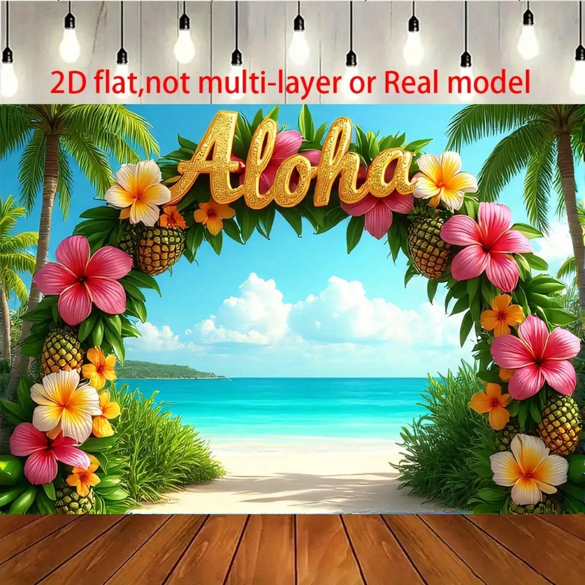 Hawaiian Themed Photo Booth Background Banner - Aloha Arch, Palm Trees, Pineapples - For Birthday, Wedding - Indoor/Outdoor Use, No Electricity Needed, Easy Hanging With Adhesive Strips, Lightweight Portable Home Decor Tapestry, Gift, Banners