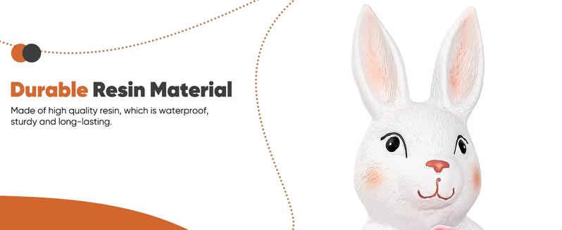 Solar Outdoor Garden Statues- Rabbit with Flowers and 5 Colorful LED Lights, 11.8IN Outdoor Figurine Lights, Solar Garden Bunny Decor for Patio, Unique Gifts for Mom, Birthday, Housewarming