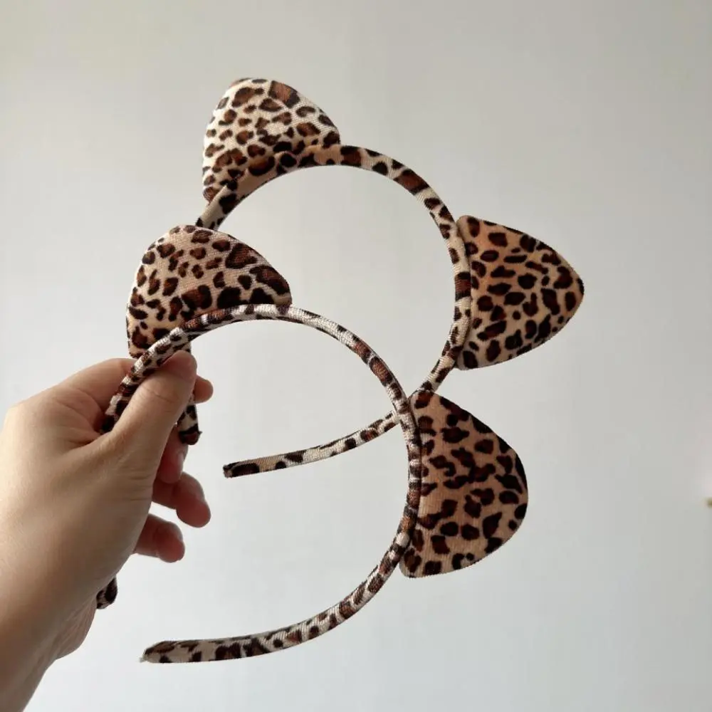 2Pcs Leopard Print Cat Ear Headbands for Women, Korean Style High Crown Volumizing Hair Hoop, Cute Fashion Hair Accessory for Daily Wear, Party & Vacation, Party Wear, Soft Stretch, Volume Boost