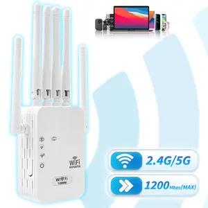 WiFi Extender, 1200Mbps Dual Band 5GHz/2.4GHz WiFi Repeater Wireless Signal Booster, with Ethernet Port, Long Range Coverage, Repeater & AP Mode, Easy Setup