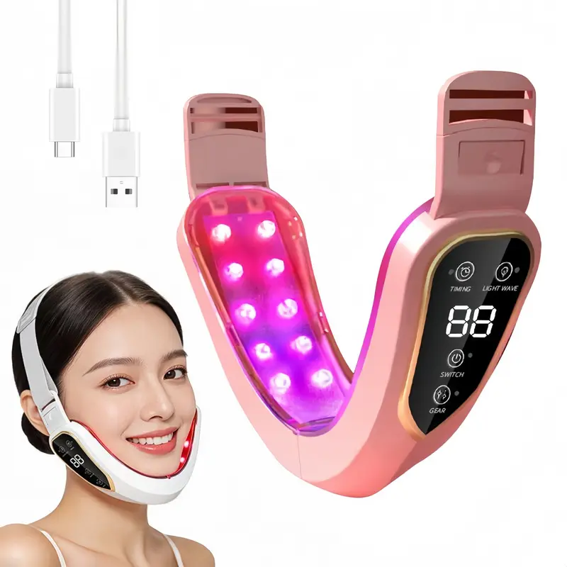 LED Facial Vibration Massager, Face Lifting Device, Heated Chin V-Shape Massage, New Model V80, 300mah Capacity, Usb Rechargeable Facial
