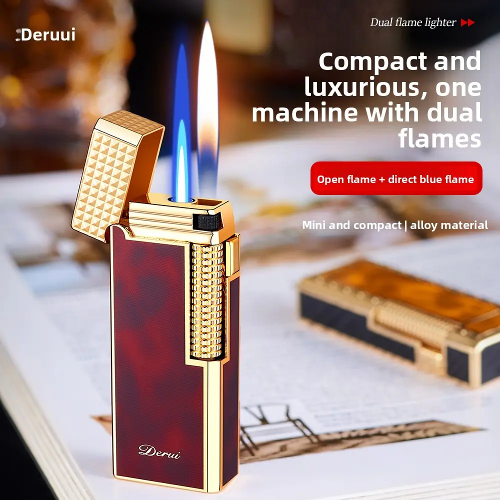 DR358 Dual Flame Switchable Metal Refillable Lighter, Fashionable and Luxurious, Popular on TikTok, High-end Gift Lighter