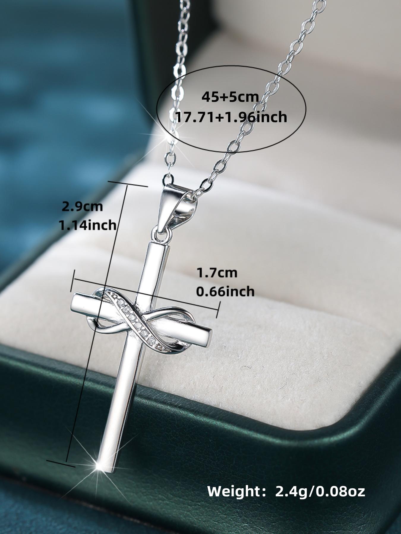 S925 Sterling Silver Infinity Cross Pendant Necklace, Elegant Women's Stackable Clavicle Chain Necklace, Dating Gift for Women & Men, Dainty cross necklace