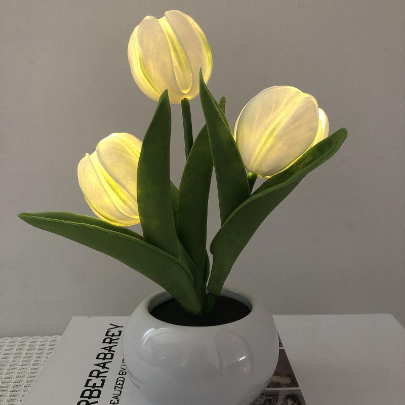 Tulip Night Light LED Simulation, Flower Design Lamp, USB Powered, Vase Table Lamp Decor for Home Living Room Desktop Decoration Christmas Halloween Holiday Gift