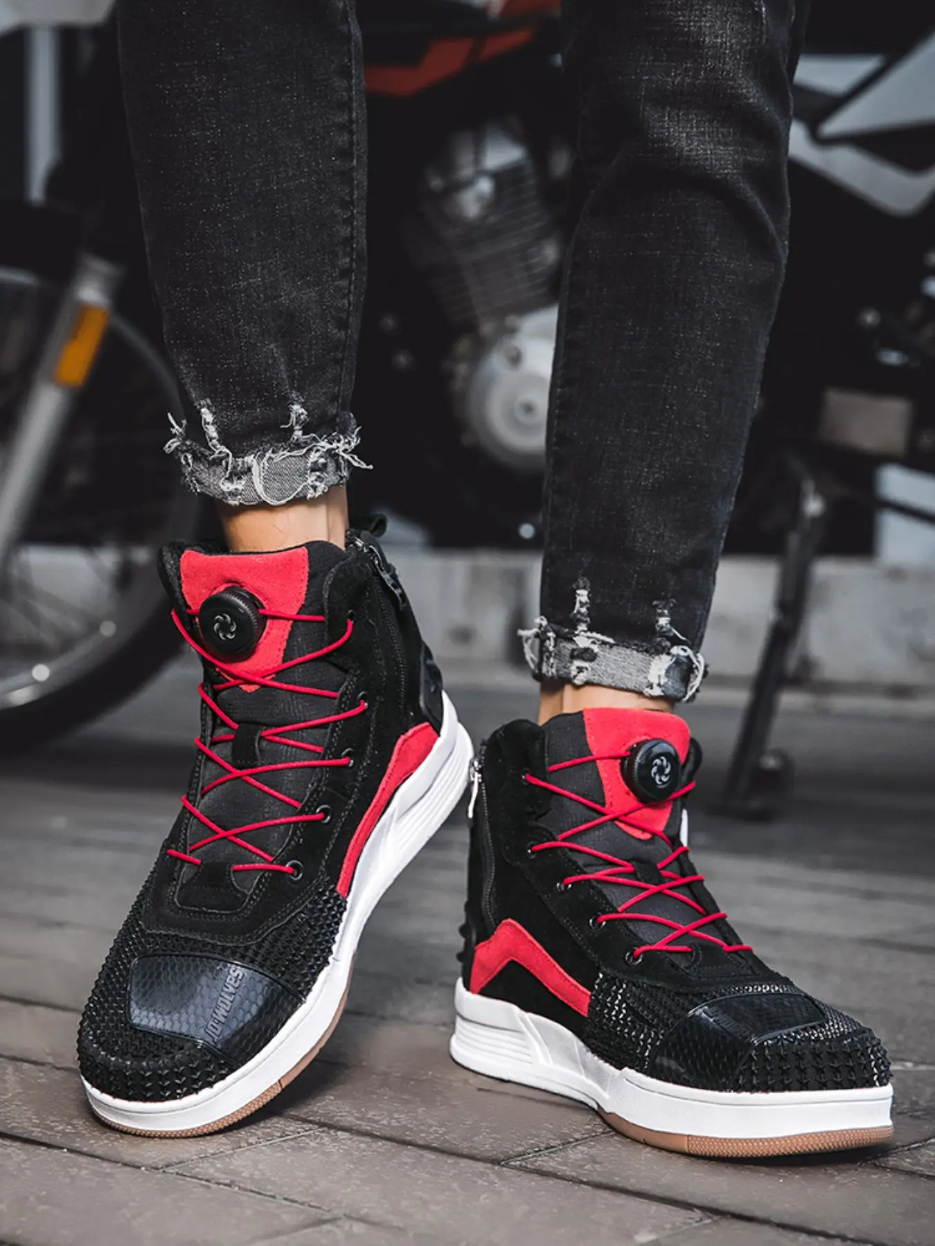 Couple Motorcycle Riding Shoes, Unisex Motorbike Boots, Anti-Slip Waterproof Design, Comfortable Safety Cycling, Breathable Summer Style, Outdoor Shoes