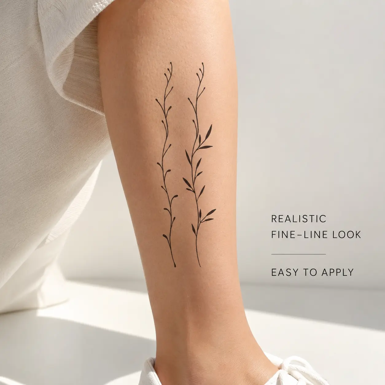 Women's 4PCS Minimalist Fine Line Floral Vine Temporary Tattoo Sticker Sheet - 24x7.5cm Long-Lasting Body Art Stickers for Arm, Leg Key Areas