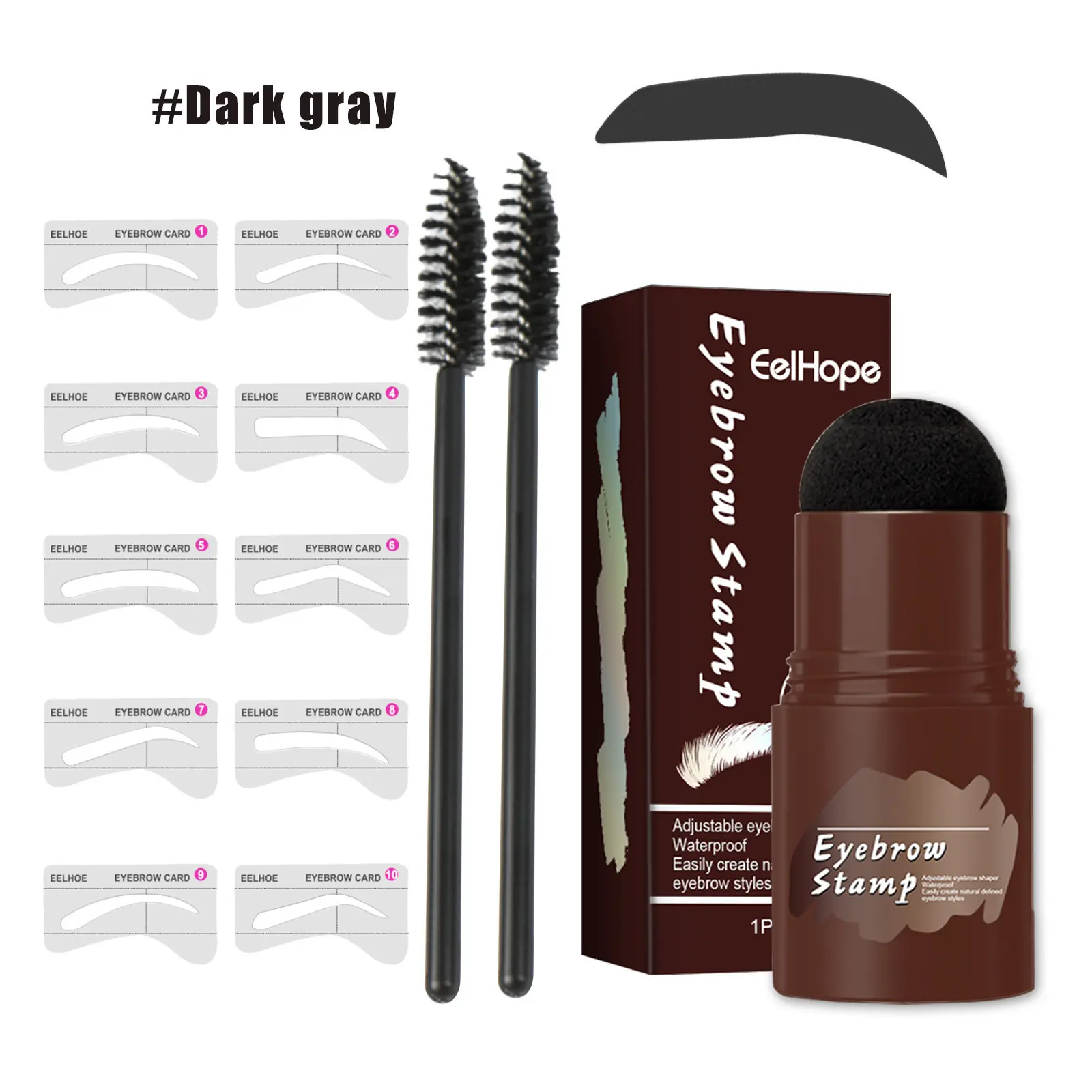EELHOE Eyebrow Stamp Kit, Lazy Quick One-Step Brow Makeup Powder, Natural Waterproof Dual-Use Filler For Eyebrows, Receding Hairline & Face Contour Shadow