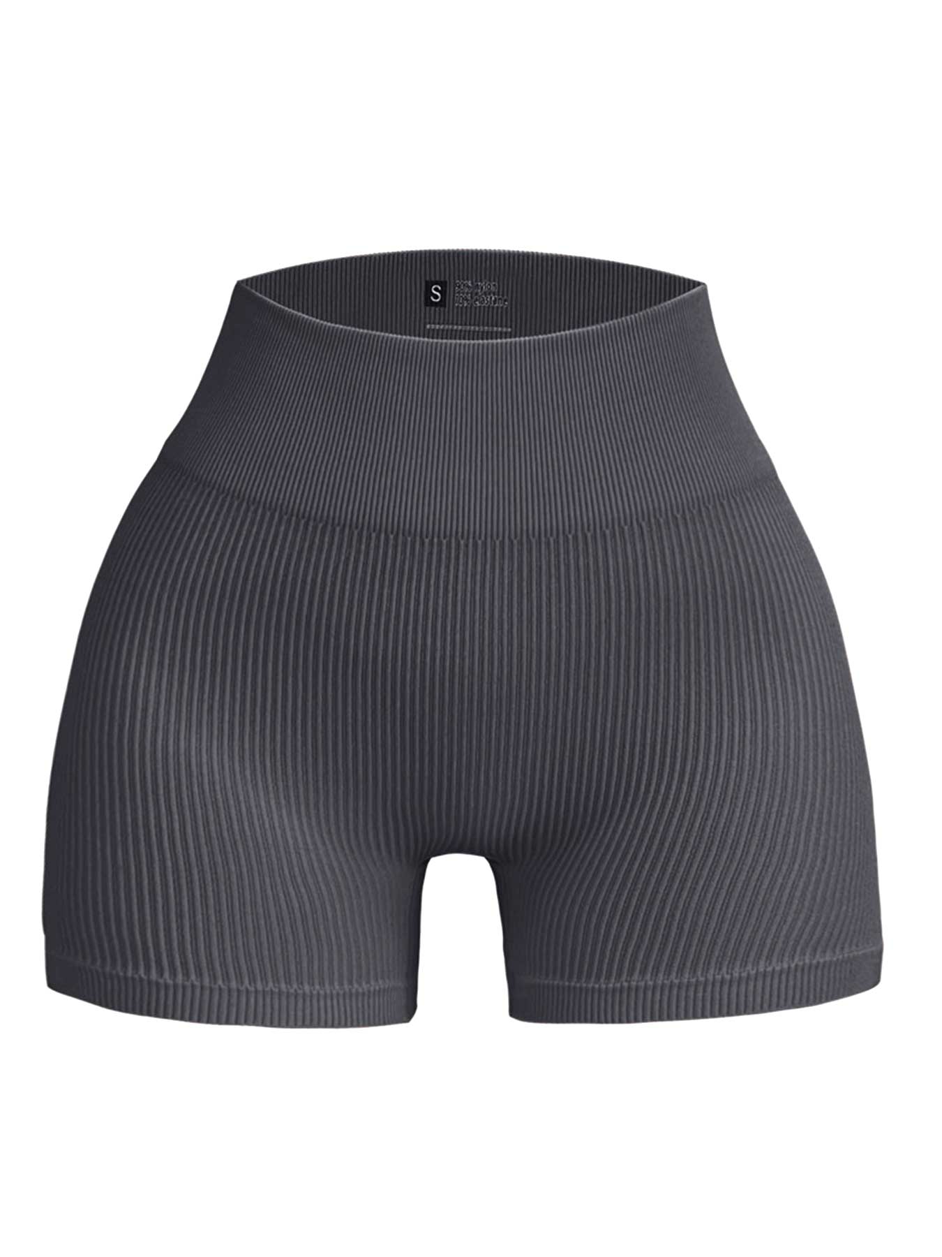 Women's Solid Color High Waist Ribbed Sports Shorts, High Stretch Comfortable Breathable Quick Drying Skinny Shorts for Yoga Gym Workout Running, Gym Exercise Activewear