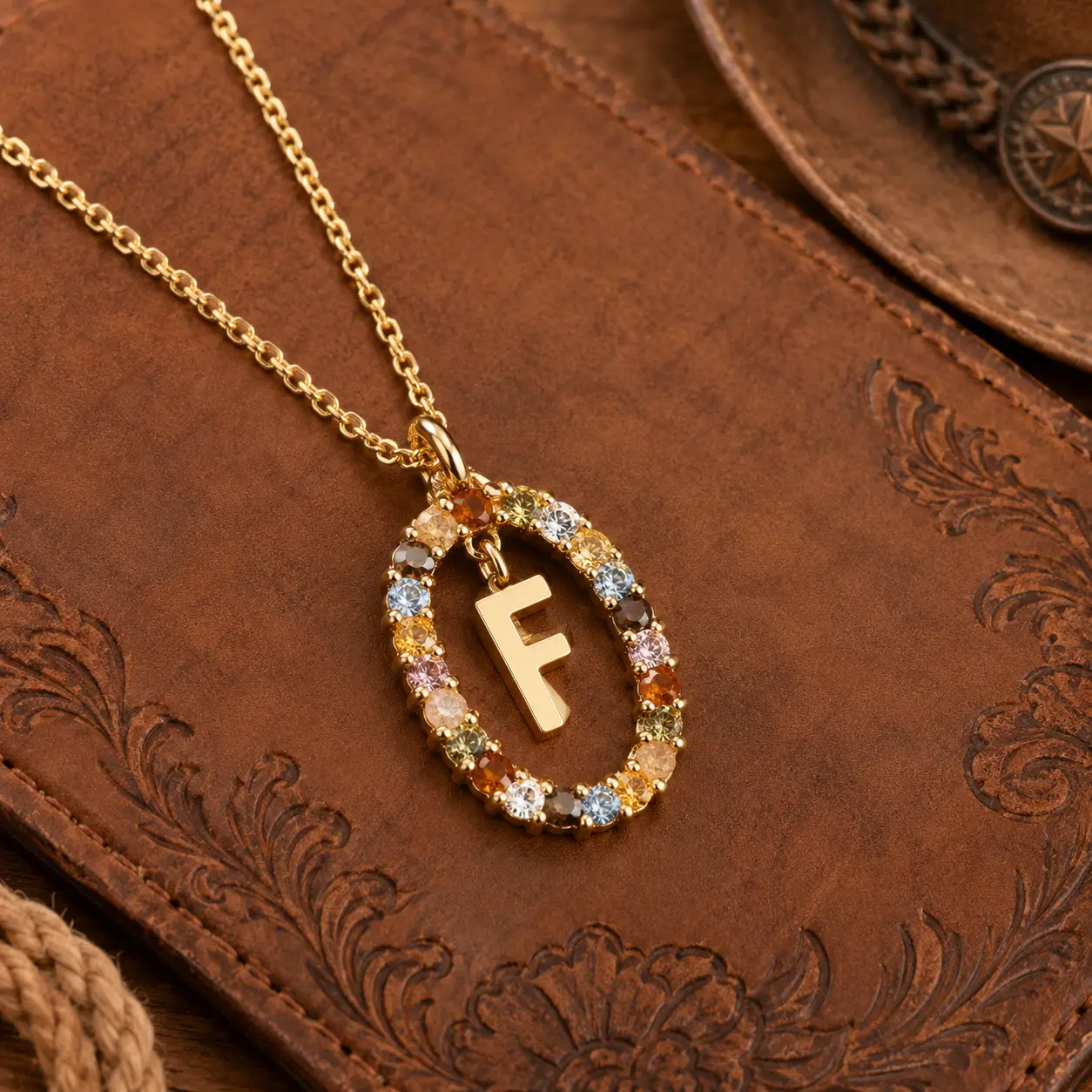 Colorful Crystal Initial Necklace for Women, Gold Tone Letter Pendant Necklace, Multicolor Rhinestone Alphabet Charm, Dainty Personalized Jewelry, Everyday Layering Necklace Gift for Her