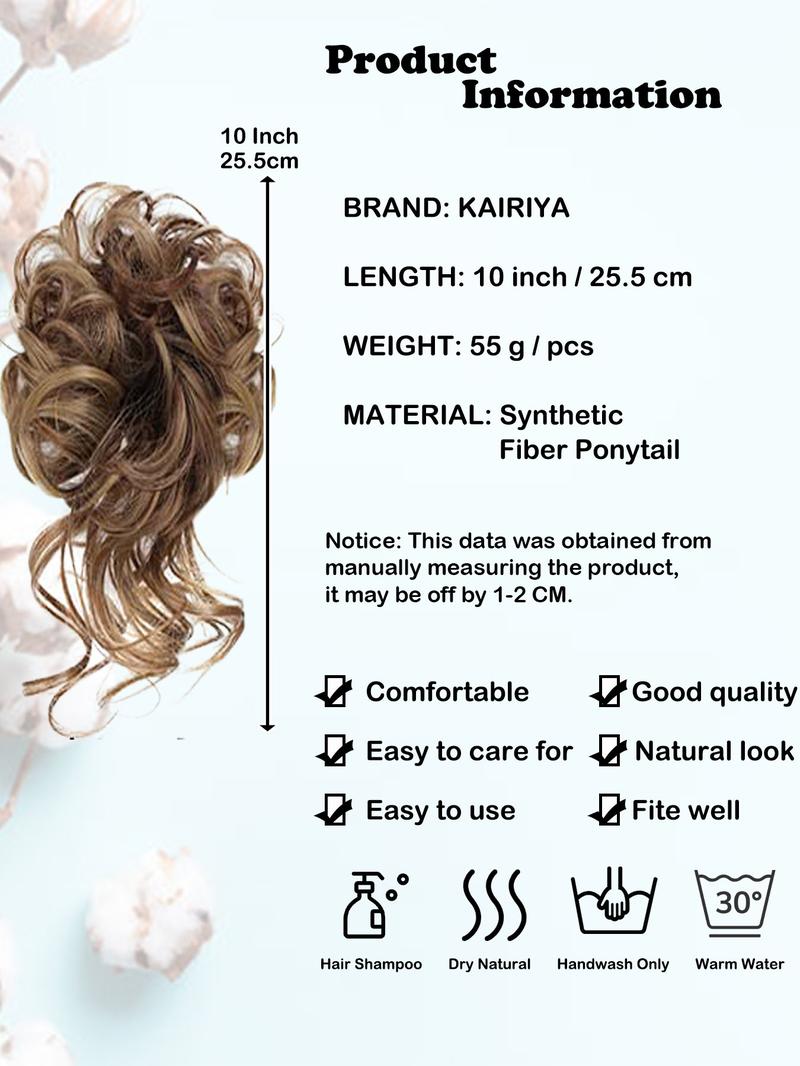 Bun Hair Piece with Claw Clip, Synthetic Soft Hairpieces Fake Hair Bun for Women, Updo Chignon Ponytail Extension