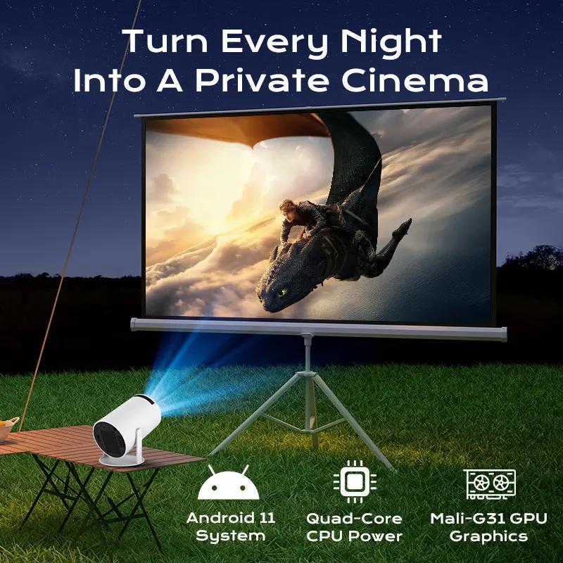 M5 Mini Projector with 8K Decode 290ANSI Lumens Auto Keystone Correction Dual-Band WiFi6 & Bluetooth5.4 Android 14 1280x720P for Home Cinema Portable Movie Theater Gift - Audio 4K/1080P Support