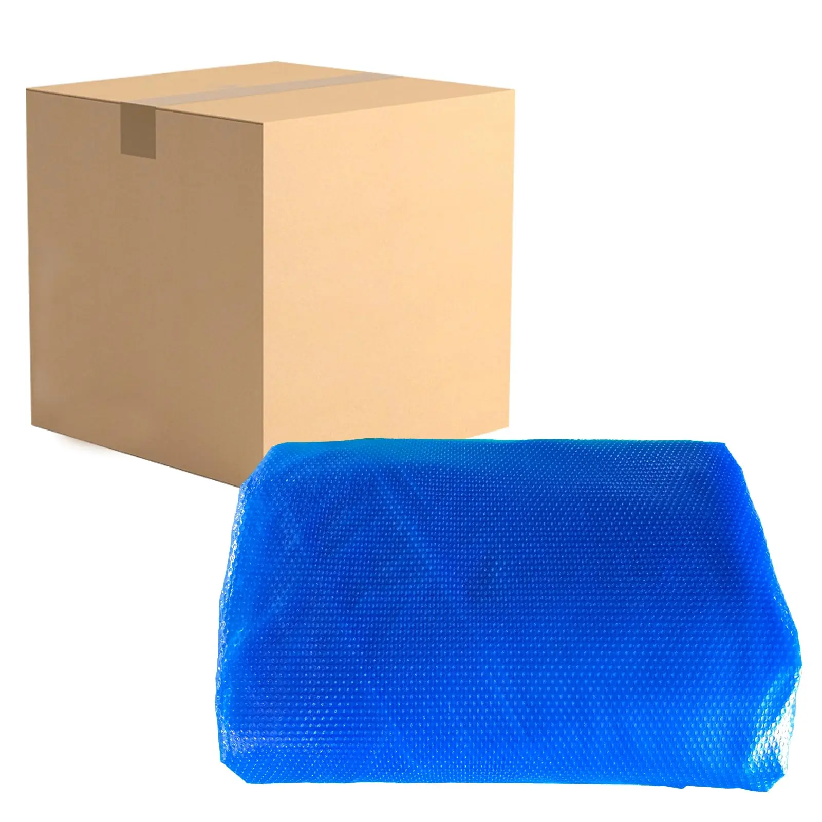 16 Mil Blue Solar Pool Cover, 12x32 ft, PE Bubble Blanket, Retains Heat, Reduces Evaporation