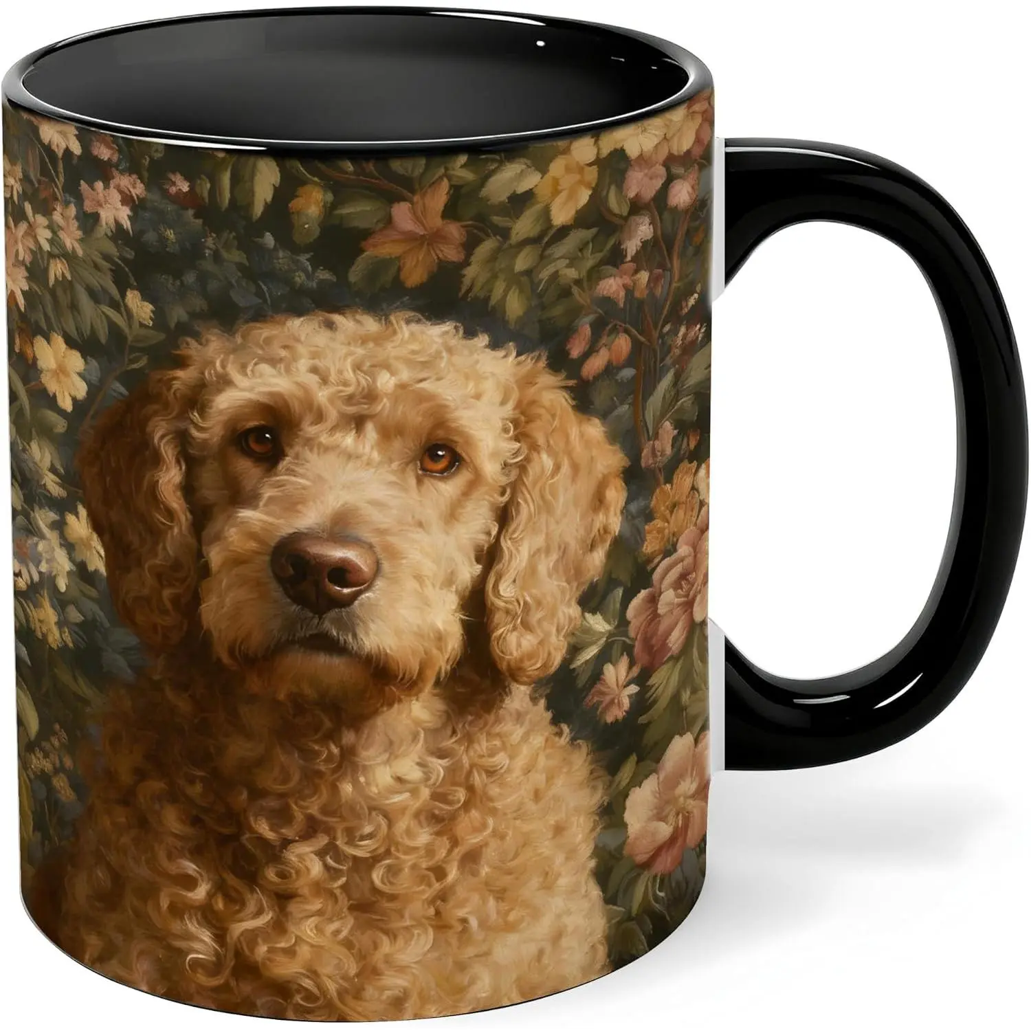 Floral Goldendoodle Ceramic Mug Cup With Handle 11 Oz, Golden Doodle Gifts for Women,  Wildflower Goldendoodle Porcelain Mugs for Coffee  Hot Cocoa Milk