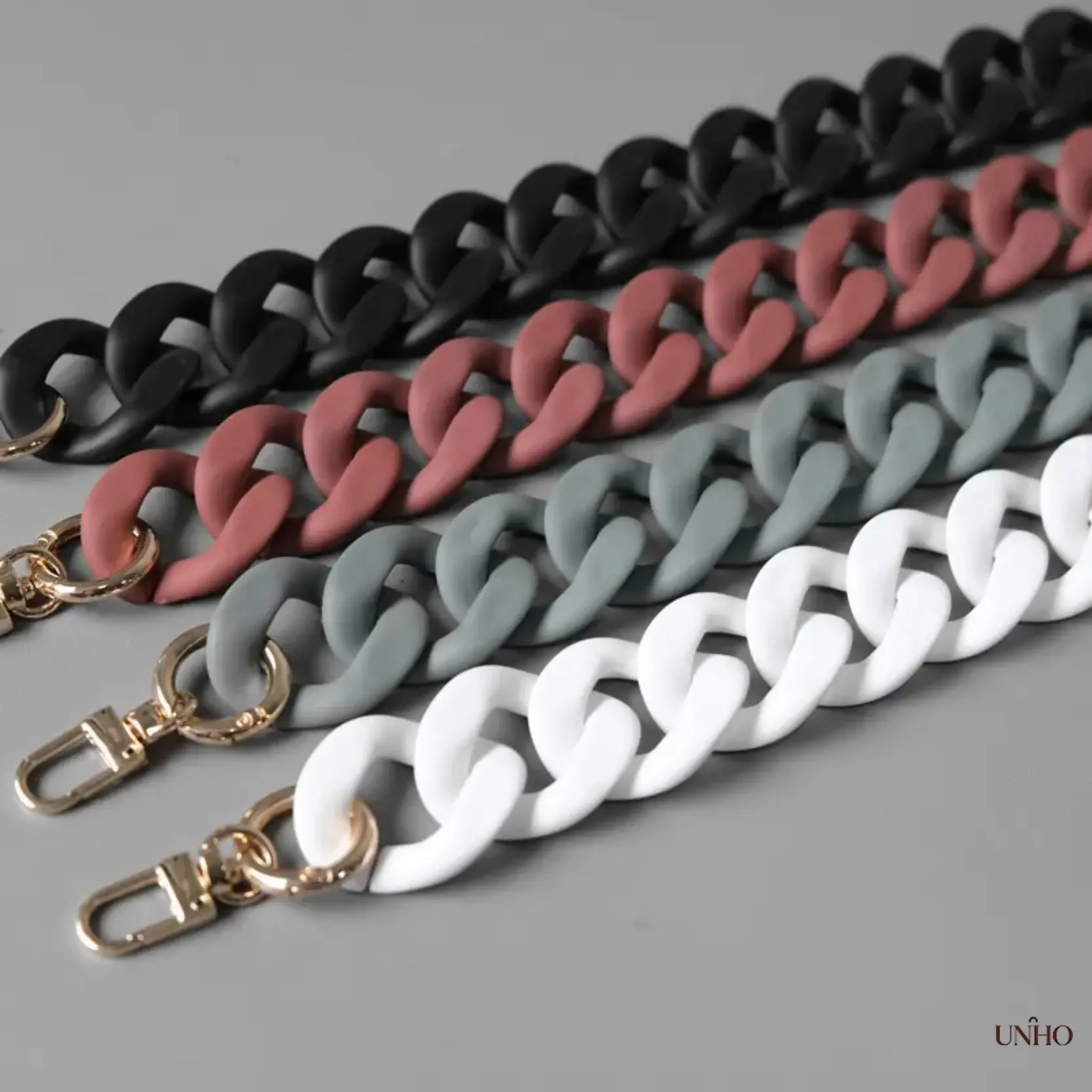 27-Color Baked Paint Resin Acrylic Bold Chain Strap with Metal Clasp, Rubber Lacquer Textured Replacement Accessory for Handbags/Luggage DIY Decor