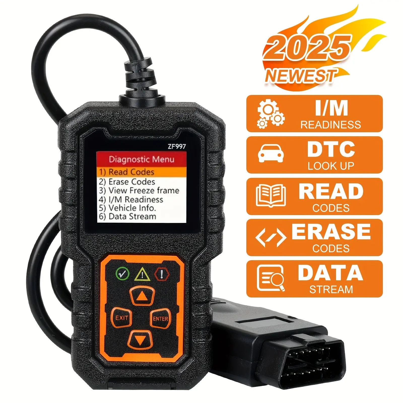 Professional Code Reader and Scanner Tool for Engine Diagnostics, Clear Trouble Codes and Live Data Stream, Enhanced Engine Fault Code Reading and Reset, Automotive Vehicle Scanner Diagnostic Tool, OBD Scanner