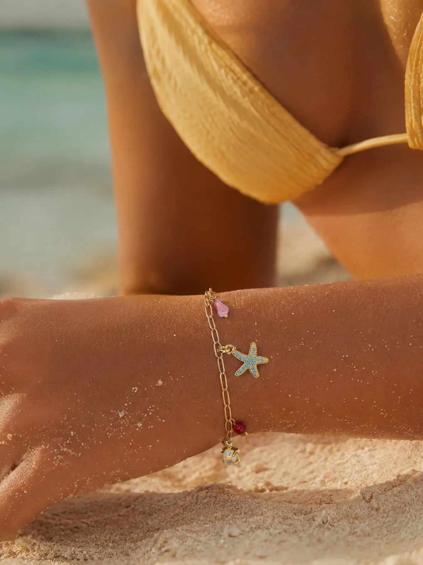 Women's Bohemian Beach Bracelet, Copper Zircon Turtle Starfish Shell Pendant, Daily Jewelry Accessory, Gift Idea