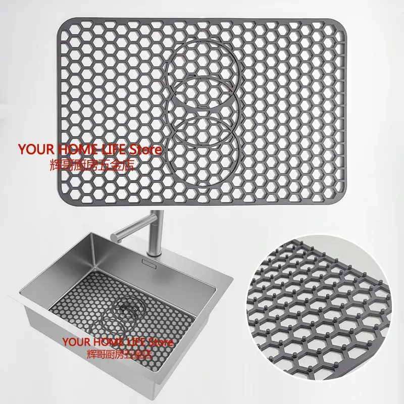 Kitchen Sink Protector Pad, Silicone Non-Slip Heat Resistant Mat, Suitable for Rustic Stainless Steel Sink Bottom, 1 Piece Set