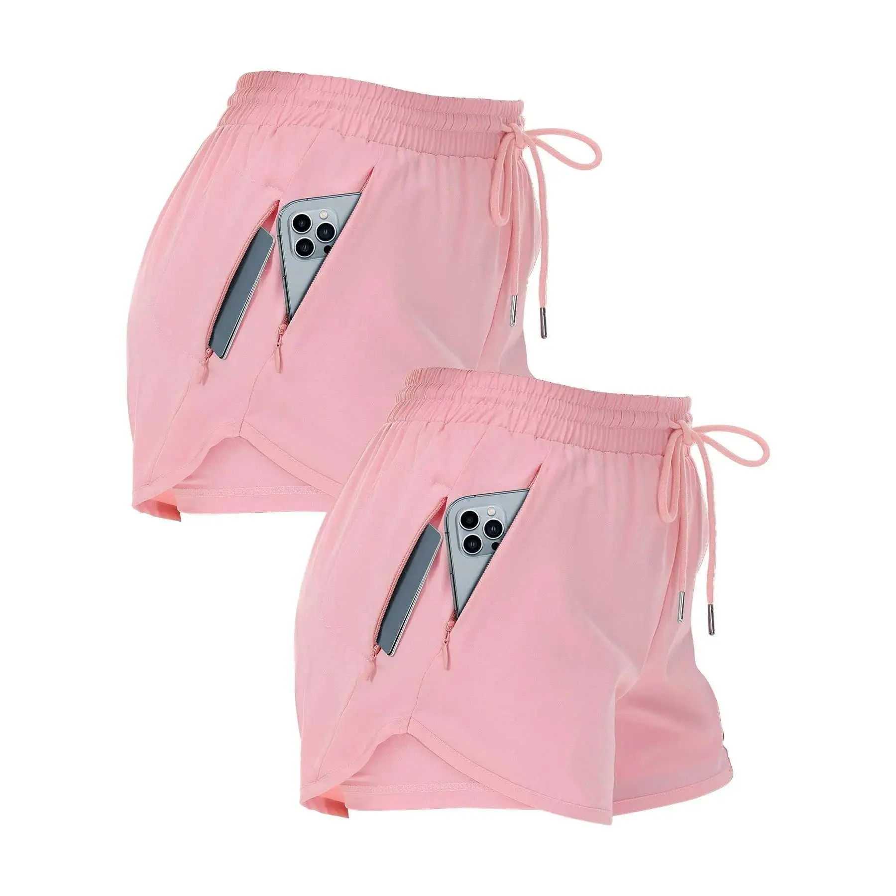 Womens 2 In 1 High Waist Athletic Shorts Comfy Breathable Running Shorts with Side Pockets Stretchy Workout Shorts for Gym Yoga Fitness Outdoor Summer Activities Womens Sportswear