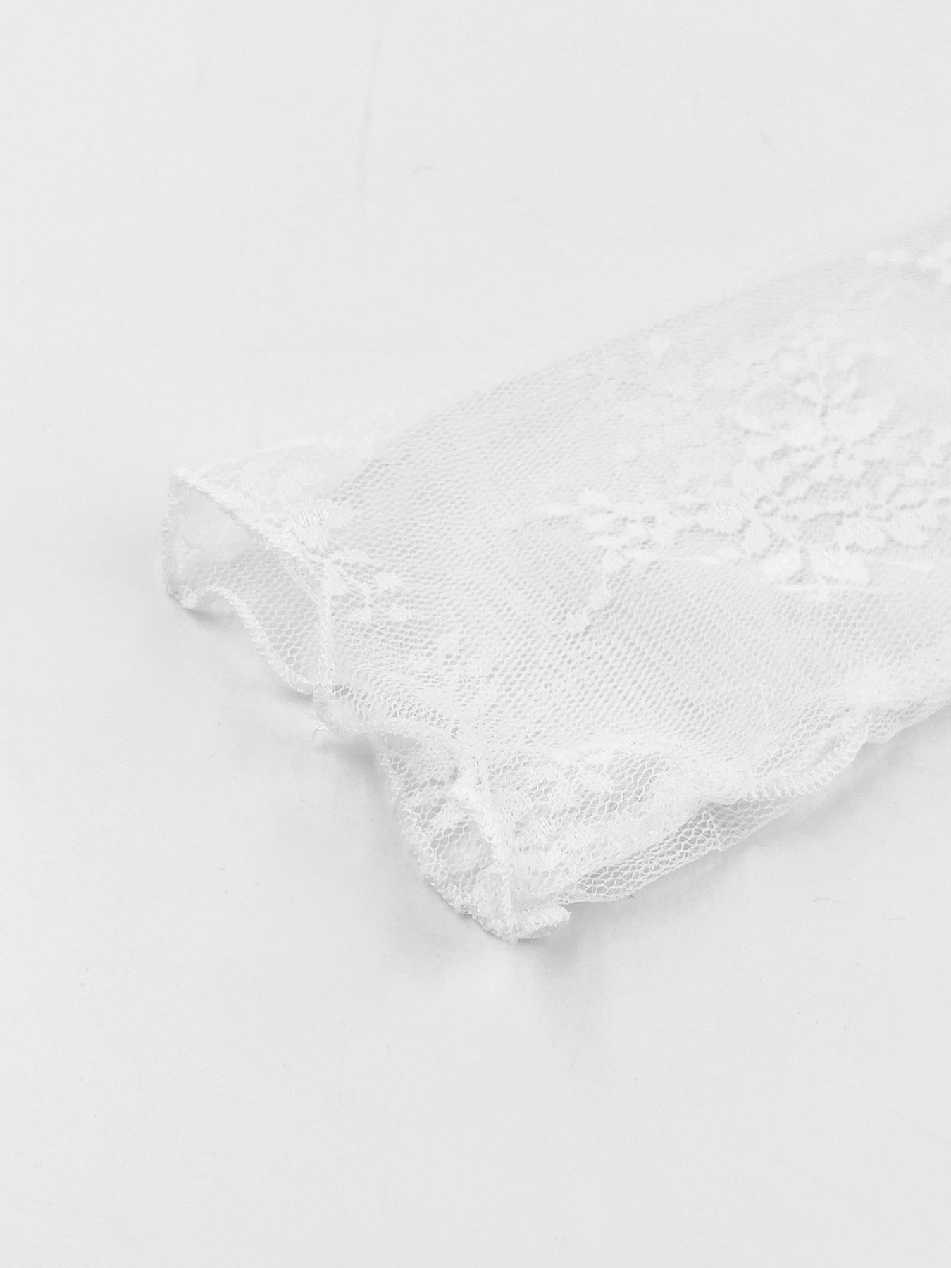 Women's Plus Size Sheer Lace Overlay Cropped Long Sleeve Top, Sexy Slim-Fit Summer Fashion Tee, Trendy Plain Color Underlayer Shirt