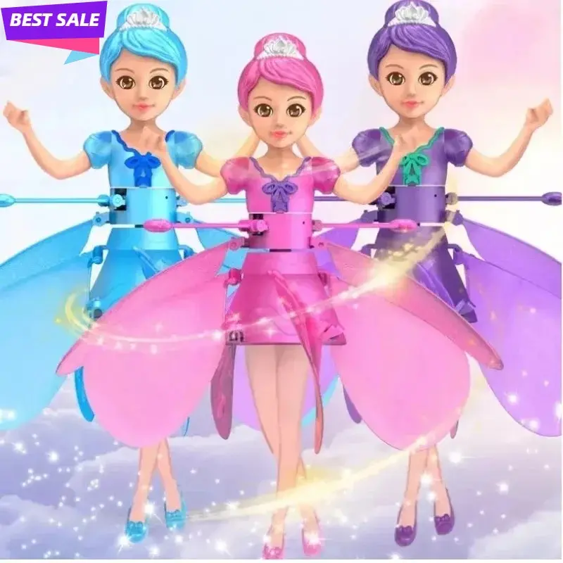 Elf Fairy Flying Doll Helicopter Gesture Induction Machine Rotating Flying Toy Luminous Children Christmas Holiday GiftAlleviate children's anxietySensory stress relief