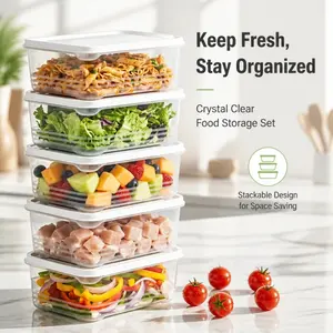 7Pcs Airtight Food Storage Containers With Lids, Large 1500ml Meal Prep Boxes, Stackable Design to Save Cabinet Space, Seal Tightly To Keep Food Fresh