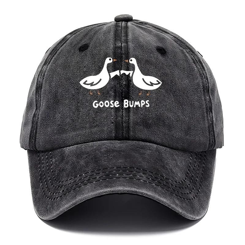Retro goose print baseball cap with casual style dad hat suitable for men's worn-out duck patterned sports hat