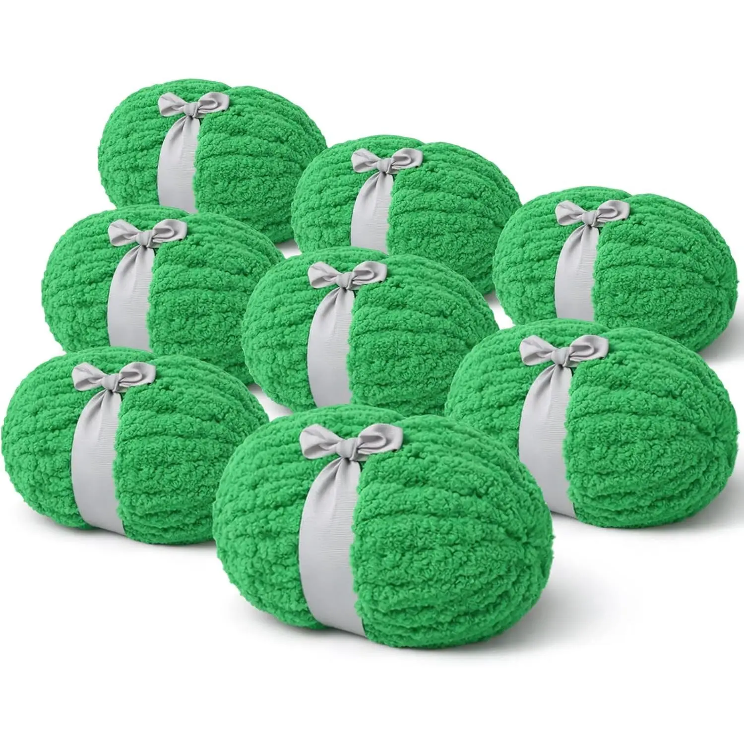Green Chunky Chenille Yarn, #8 , 8-Pack, 32 Yds/9 Oz Each | Machine washable and fade-resistant, with 8 oz  yarn than comparable 8-packs for hand knitting and crochet projects.