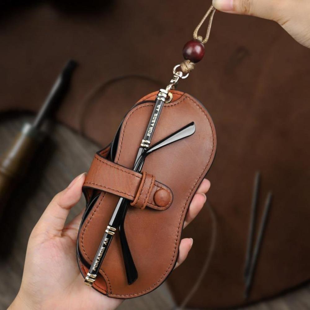 Vintage Leather Sunglasses Case – Portable Soft Glasses Pouch for Men & Women, Protective Eyewear Storage