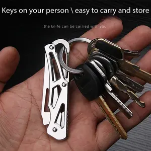 Outdoor Keychain Eagle Loop, Quick Hitch Umbrella Rope, Handwoven Climbing Carabiner, Folding Knife, Stainless Steel, Camping Gear