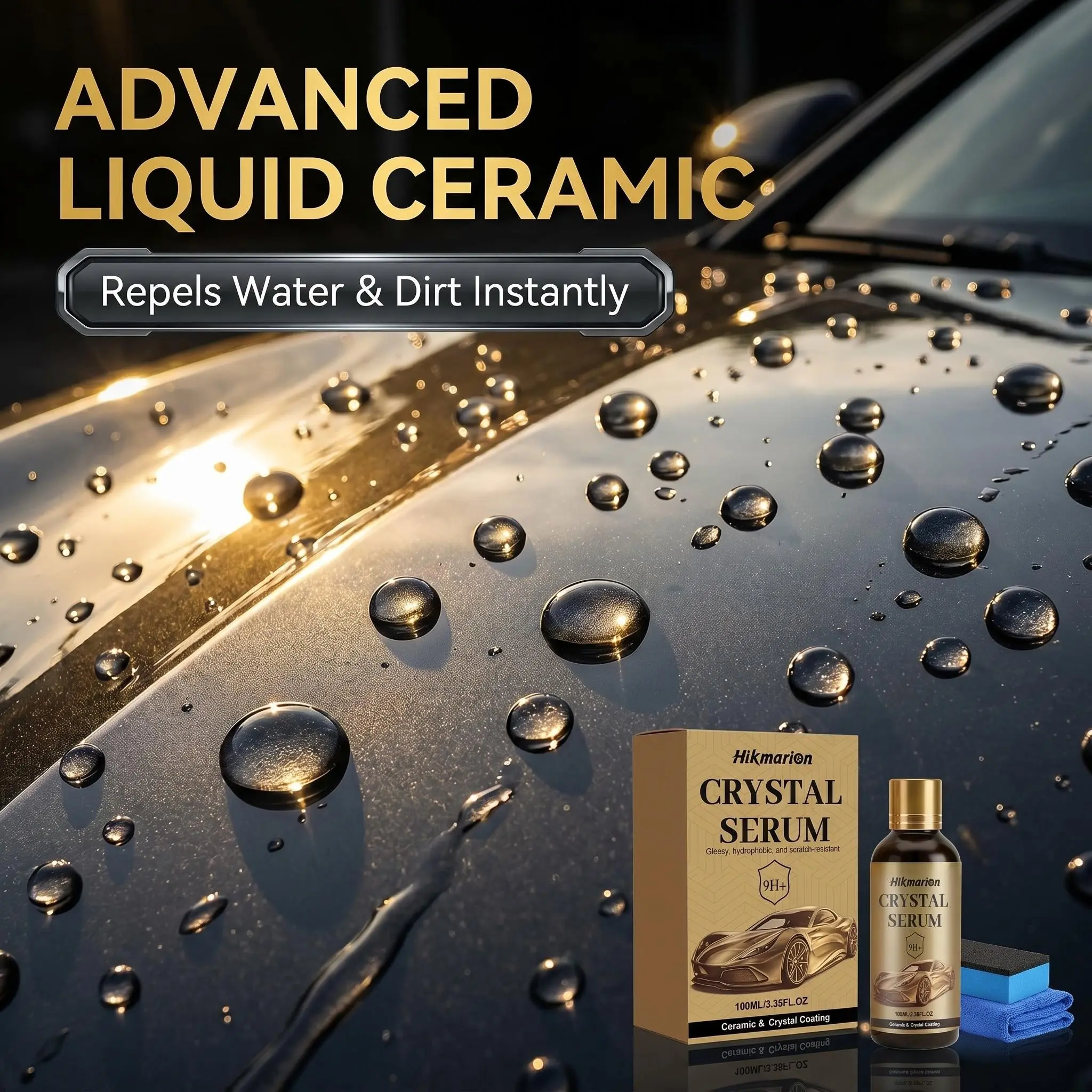 Car Graphene Ceramic Coating Liquid, 9h Hardness, Mirror Finish, Hydrophobic, Anti-Scratch, DIY Car Paint Care Kit