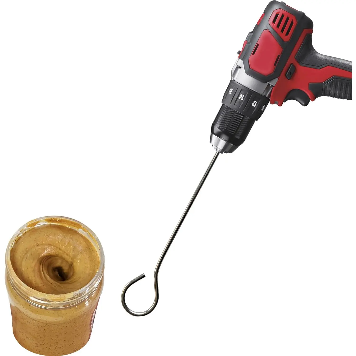 Peanut Beater™: Stirring tool for  peanut butter,  mixing stirrer utensil, easy to clean mixer, handheld power drill attachment