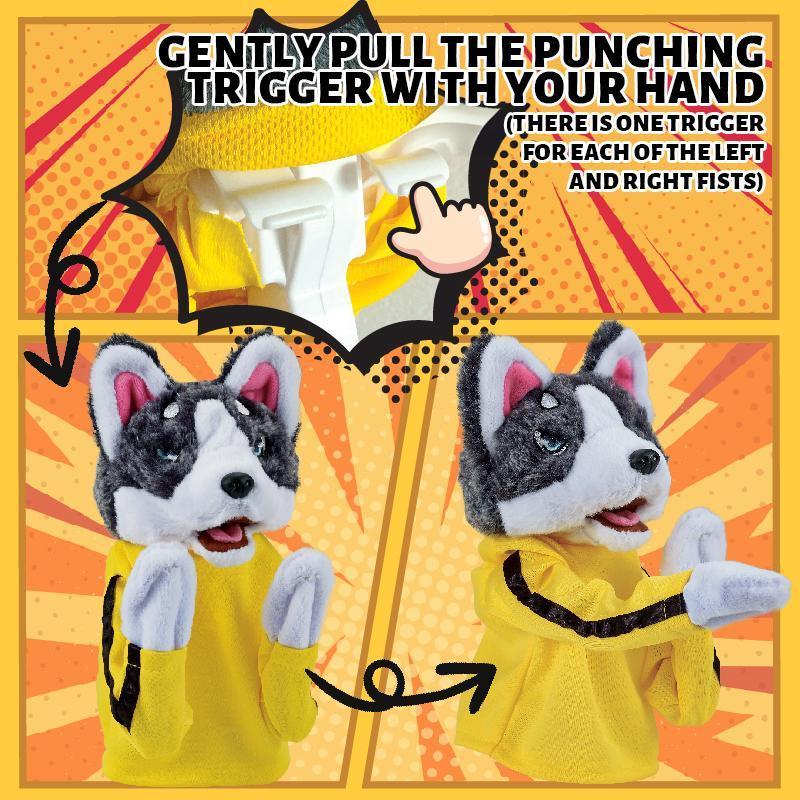 Wancool Yellow Martial Arts Costume Husky Dog Hand Puppet - Soft Plush Kids' Toy for Interactive Storytelling, Educational Role-Play, Christmas Gift with Christmas Gift Box