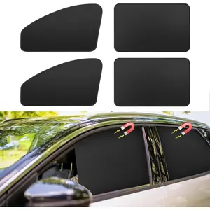 Car Window Sun Shades Curtains - Magnetic Privacy Curtains Side Window Sun Shades 100% Block Light Car Window Covers with Cooler Feeling 4Pcs, Thicken(Thickset, 4pcs)Gift.