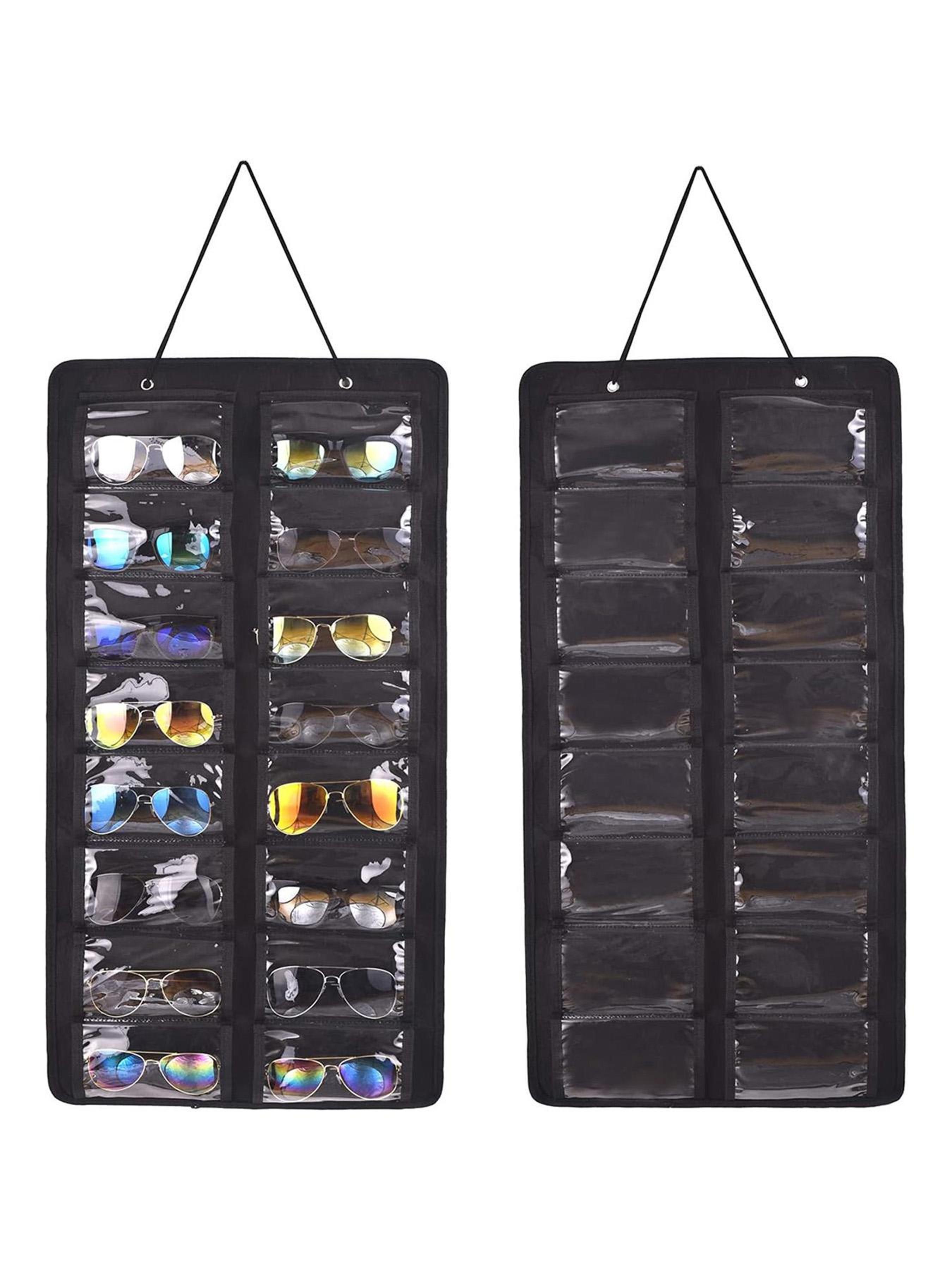 Dustproof Sunglasses Organiser, Wall Mounted Sunglasses Organiser, 16 Compartment Glasses Organiser, Space Saving Storage (Pouch Only)