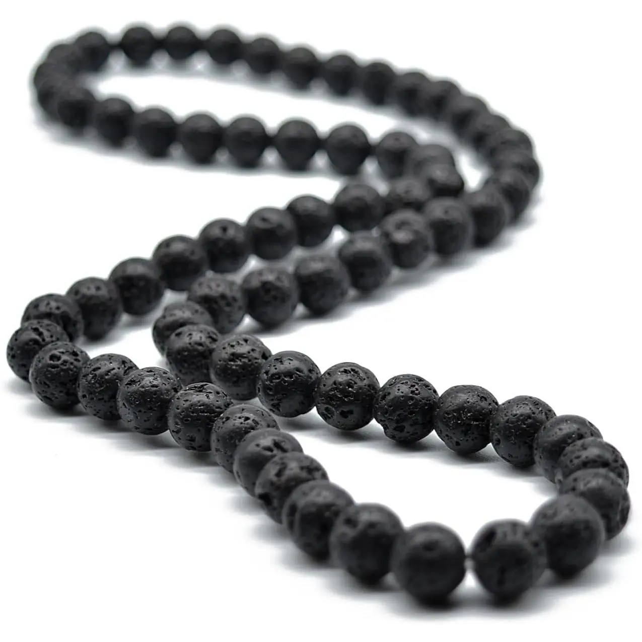 Men's 8mm Genuine Tiger Eye Lava Stone Beaded Crystal Necklace - 22in Stretch Spiritual Choker for Calming Emotions, Gift-Ready Jewelry for Adults