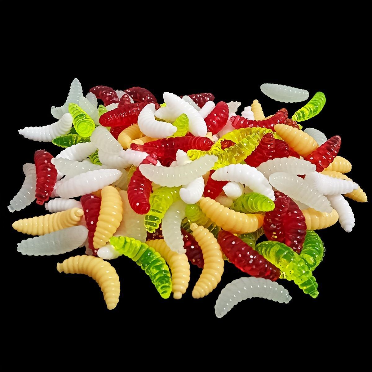 Artificial Maggot Soft Lure Set, 50pcs/set Irresistible Smelly Worms For Fishing, Fishing Accessories For Outdoor Fishing, Fishing Equipment, Fishing Lures Kit