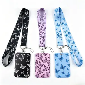 Durable Colorful Butterfly Pattern Dual-Use Neck-Wrist Lanyard, Bag Accessory for Smartphone, Cellphone, Keys, ID Badge, USB, Credit Card, Fashion Charm Gift for Women