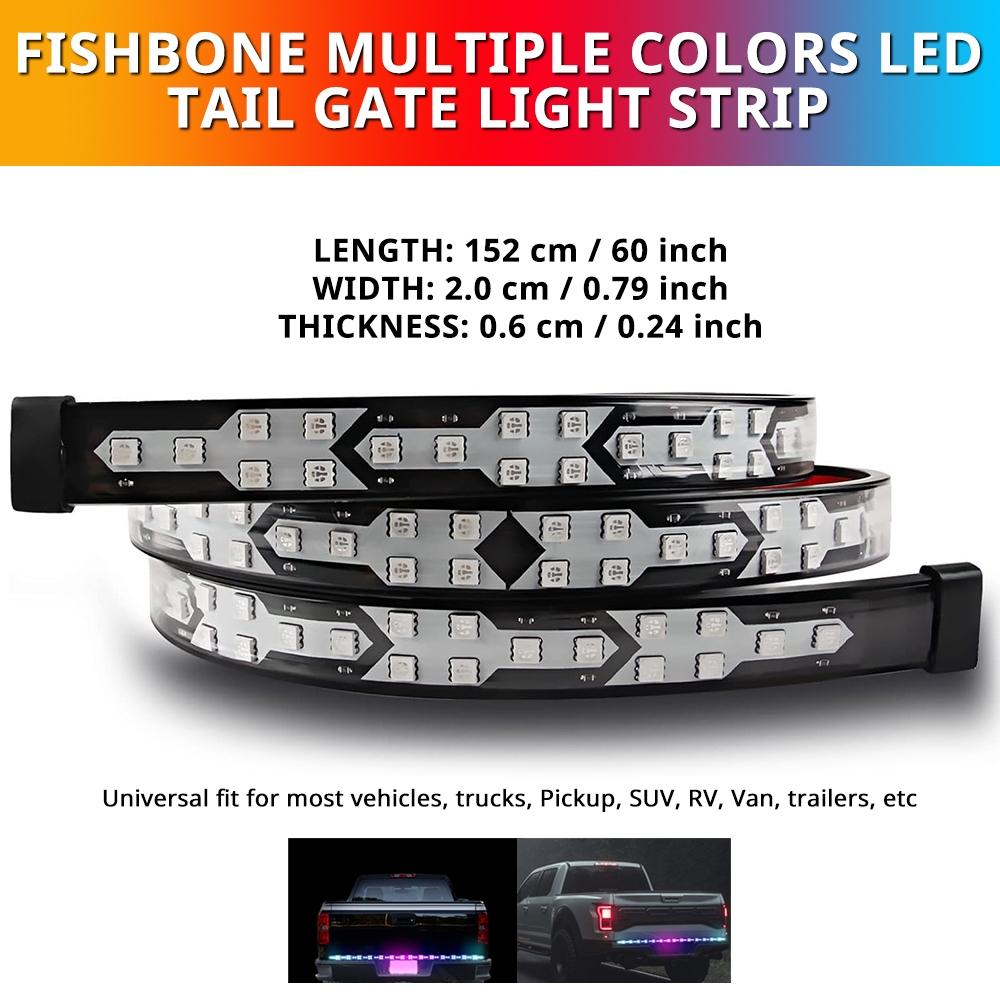 Dynamic Fishbone Tailgate Light Bar, 60 Inch LED Light Bar, Light Strip Brake Running Sequential Turn Signal Strip for Pickup, Trailer, SUV, RV, VAN, Led Car Lights