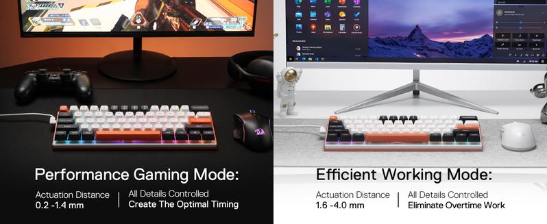 Redragon K683 Rapid Trigger HE Gaming Keyboard, 60% 61 Keys Wired Mechanical Keyboard w/Hyper-Fast Actuation, Dedicated Magnetic Switch, Actuation Point Adjustable, 8K Hz Polling Rate