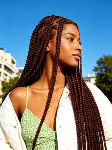 36 Inch Jumbo Full Lace Front Braids Wig, Knotless Cornrow Braided Wigs for Women, Straight Synthetic Hair for All Seasons