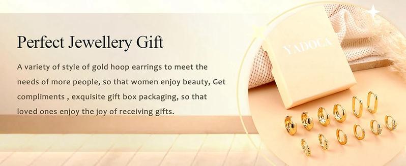 YADOCA Chunky Gold Hoop Earrings Set for Women 18K Plated Gold Filled Huggie Hoops Earrings Hypoallergenic Thick Lightweight Small Silver Hoop Earring Jewelry for Gifts