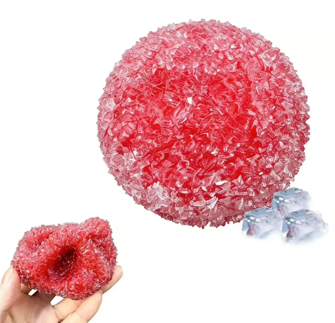 3PC Cute Soft TPR Sugar-Textured Squeeze Balls – Relaxation Stress Relief Tactile Play Toy Set, 2 styles: quiet slow rise with great touch or crinkly sand sound non-rising & good plasticity, kids’ party favors, birthday gifts