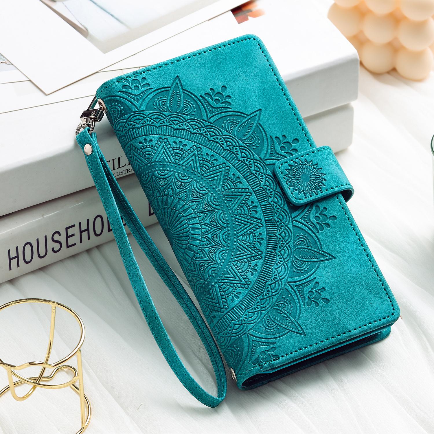 Pu Synthetic Leather Case for Various Iphone Models, Including 17, Air, 16e, 16, 15, 14, 13, 12 Mini, 11 Pro, X, Xs Max, Xr, 8, 7 Plus, Se, 5g From 2023 and 2020, Embossed Flower Design, Wallet with Card Holder