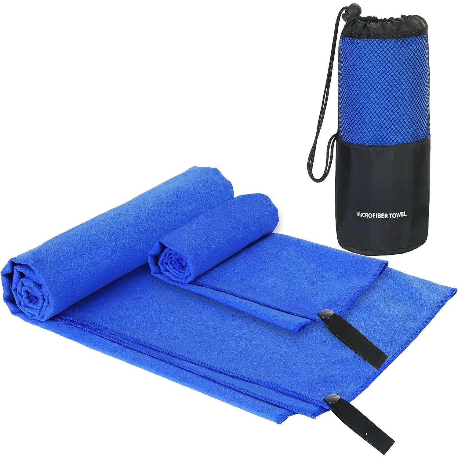 2-Pack Microfiber Quick Dry Travel Towel Set, Blue | Lightweight, Super Absorbent, Compact, 60"x30" & 24"x15", for Gym/Camping/Beach/Yoga/Backpacking