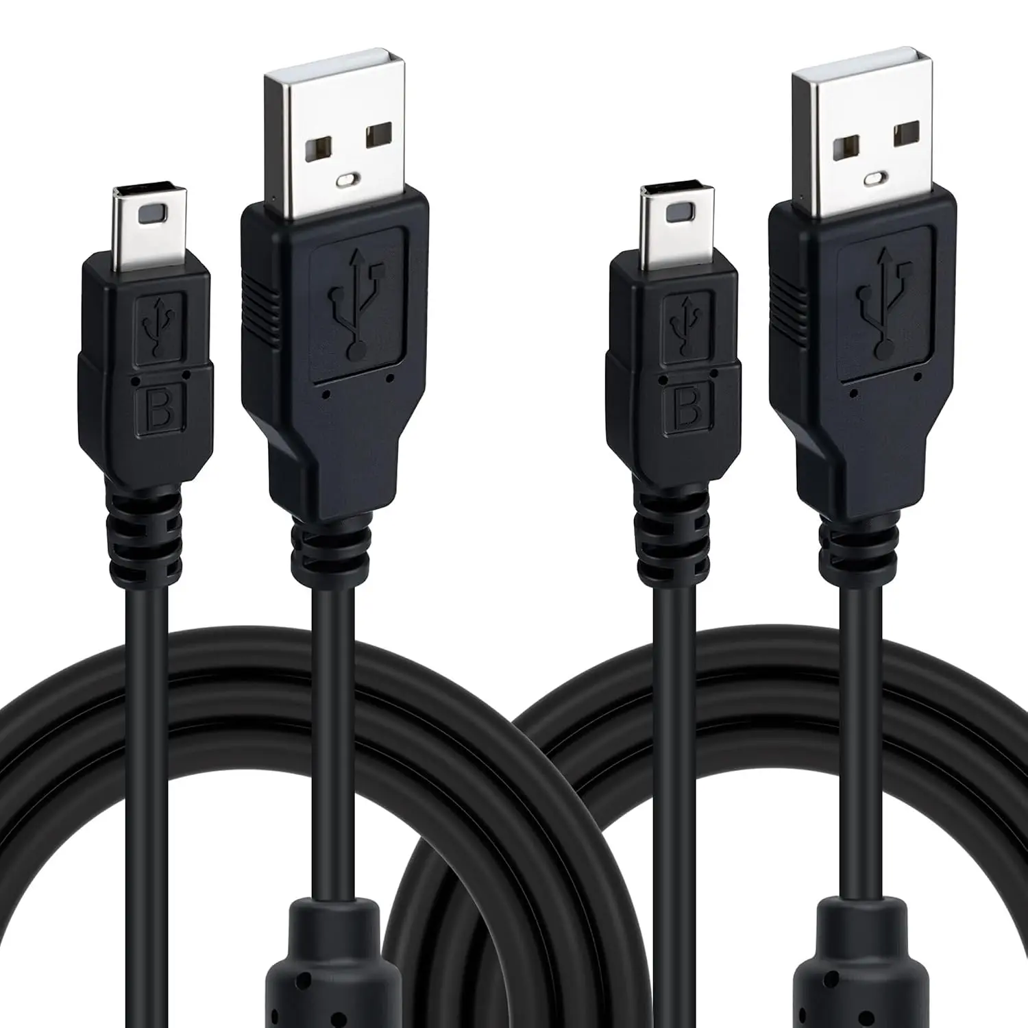 Mcbazel 2-Pack 10ft Mini USB 2.0 to Mini B Plug Cable - PS3 Controller Charger, Data Transfer Cord Compatible with Playstation 3, TI-84 Plus CE, GoPro Hero 3+, Cameras/GPSs, MP3 Players