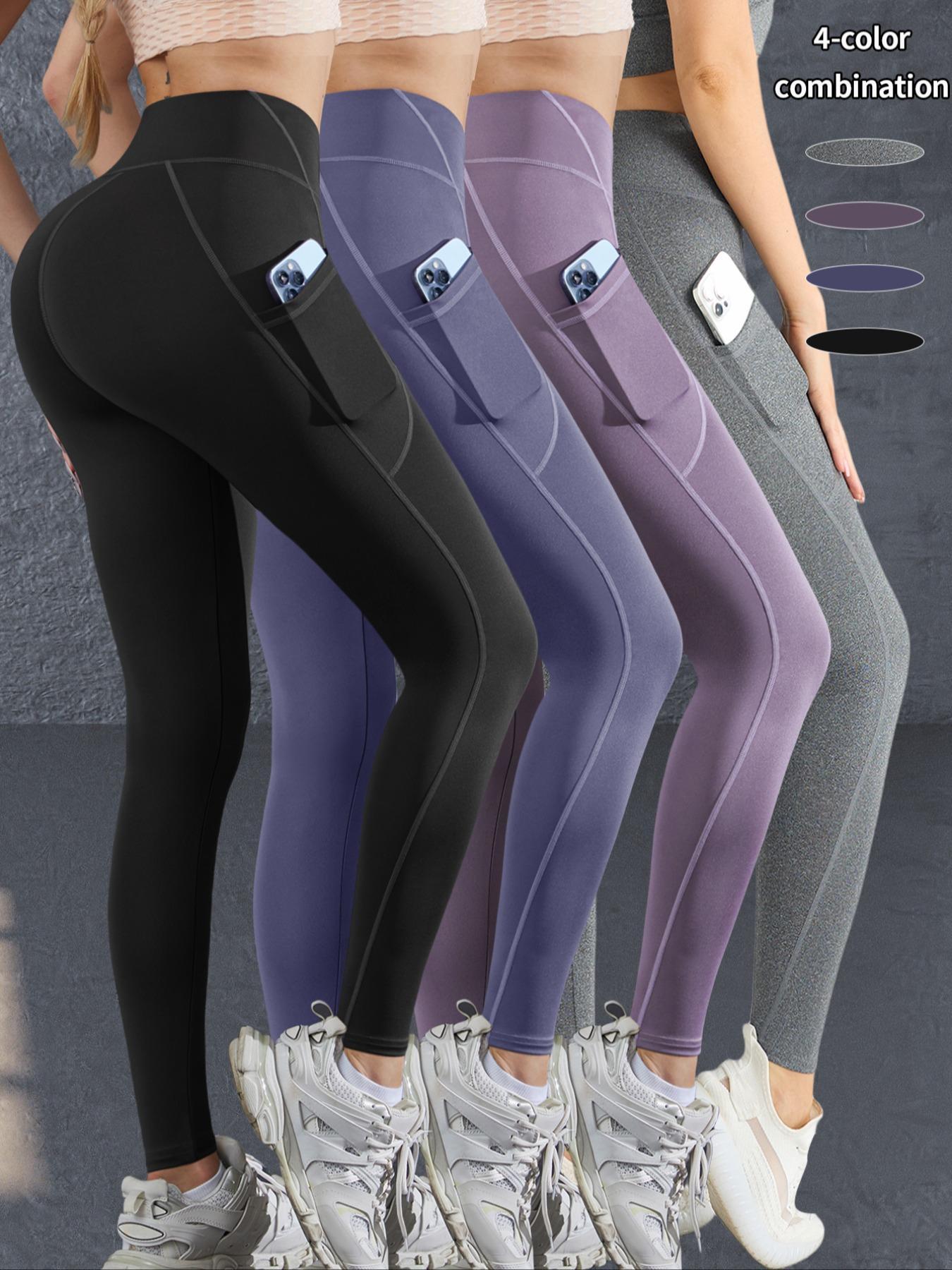 Women's Solid High Waist Sports  Leggings, Casual Comfy Breathable Skinny Pants for Yoga Gym Workout Running, Ladies Sportswear for Summer, Gym Clothing